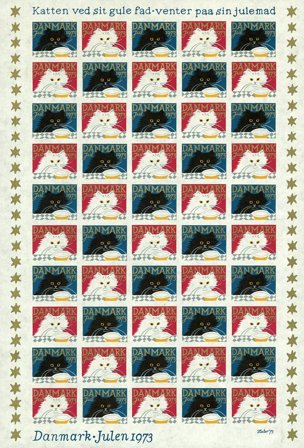 Danmark - julmärkeark 1973 - Utakket - Ufoldet