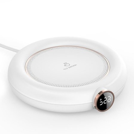 Bærbar USB-kopvarmer med automatisk sluk-funktion, elektrisk drikkevarmer, gave hvid