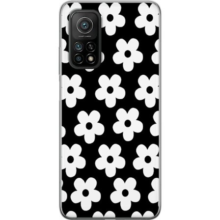 Yhteensopiva Puhelinkuori Xiaomi Xiaomi Mi 10T Pro 5G Mustavalkoinen kukkakuvio minimalistisessa skandinaavisessa muotoilussa, jossa voimakas kontrast