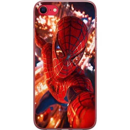 Yhteensopiva Puhelinkuori Apple Apple iPhone 7 Spider Man intensiivisessä toiminnassa välkkyvien valojen ja dynaamisen perspektiivin kera elokuvamai