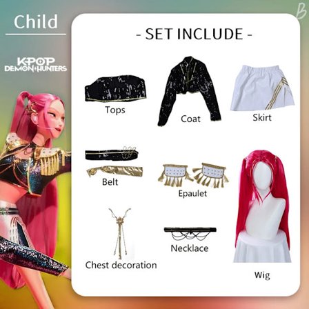 110-150 K-POP Demon Hunters Rumi Cosplay Kostyme Mira Zoe Karneval Halloween Anime Party Kostymer Maskerade Kvinner Spill