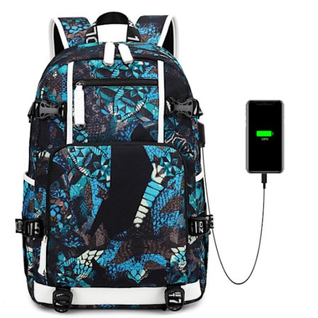 Ryggsäck med USB laddningsport för College Travel