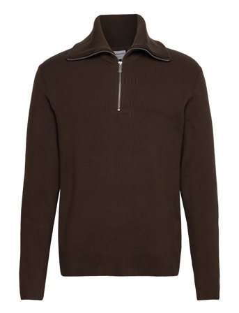 Lindbergh Half Zip Rib Knit W?. Oversized Col - Brown - S
