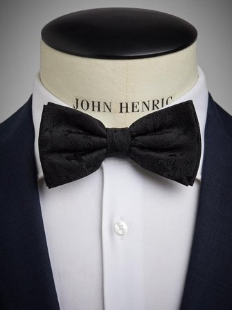 John Henric Men's Schwarze Formelle Fliege Size Pre-tied