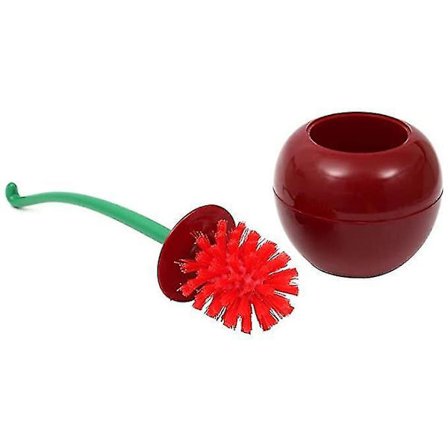 Toiletbørste med blødt børstehoved i kirsebærform - Sæt med holder til ophængning