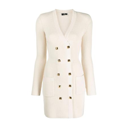 Elisabetta Franchi, Studded Knitted Dress Am 39S26E2 Wit, Dames, Maat:S