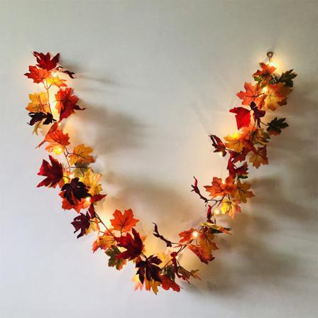 Halloween Led Höst Höst Lönnlöv Garland Hängande Dekorationer