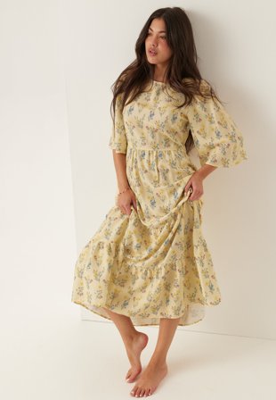 BUBBLEROOM-Butterfly Sleeve Maxi Dress-S