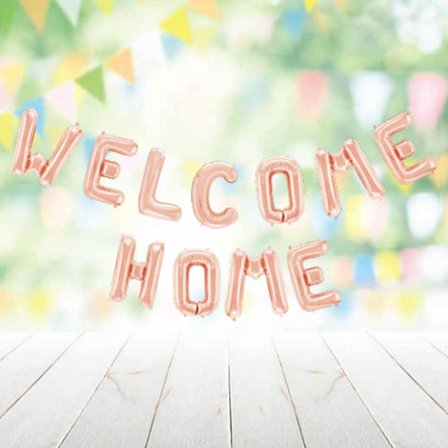 Welcome Home Bokstavsballonger Roseguld