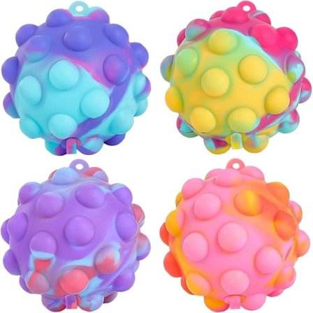 Pop Fidget Legetøj 4 STK 3D Stressbolde It Pop Fidgets Pakke Festartikler til Børn Legetøj Bulk Klemmelegetøj Drenge Voksen Stresslindring Påskekurv 