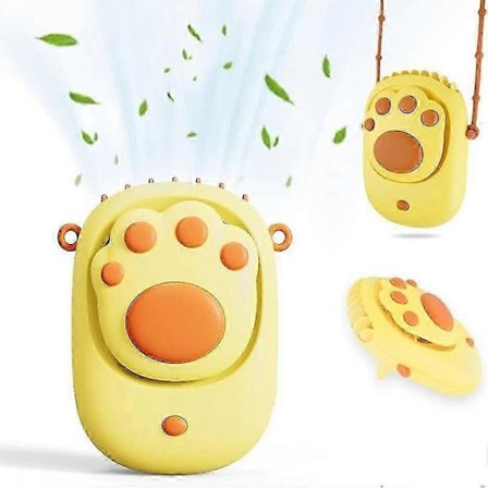 USB-blæser bærbar halsmonteret miniblæser 1500mAh genopladelig tre-trins bærbar halsmonteret bordblæser (gul)