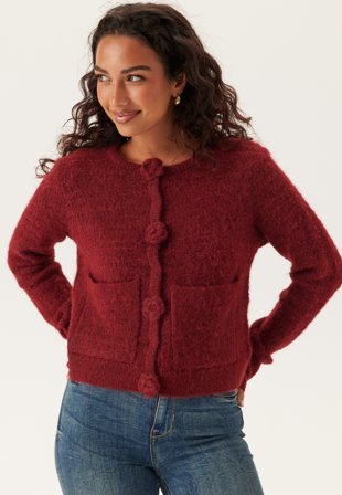 VERO MODA - Vmblossom Ls O-neck Cardigan - Syrah Detail:melange - Kläder - - Bubbleroom