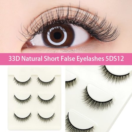 3 par korte falske øjenvipper Naturlige krydsede øjenvipper Flerlags håndlavede 3 par