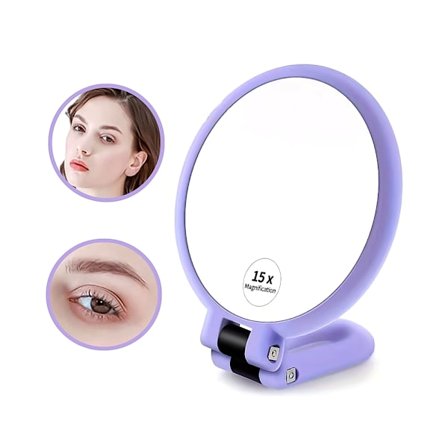 Bærbar Makeupspejl / Foldbart Spejl – Forstørrelse 1x & 15x