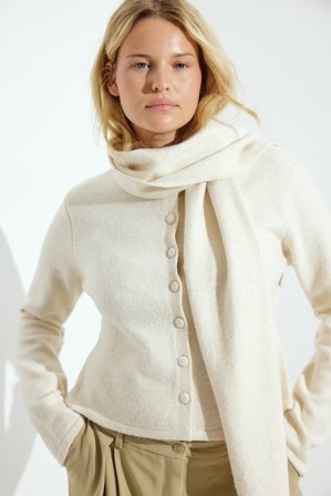 NA-KD Knitted Scarf Detail Cardigan - Cardigans - OffHvid - XL (EU 46)