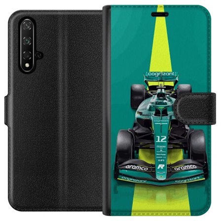 Yhteensopiva Lompakkokotelo Honor Honor 20 Aston Martinin Formula 1 -auto vihreässä kilpailumuotoilussa, jossa on moderni studiosentuntma