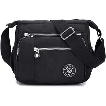 Dame Nylon Crossbody Bag Vanntett Multi-Pocket Enkelt Skulder Håndveske Lett Reise Messenger Bag