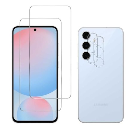 Skärmskydd och Kamera - Phonillico - Samsung Galaxy S24 FE - Härdat Glas - Pack om 2 - Transparent