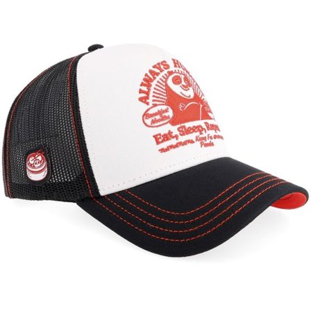 Capslab - Vit trucker Keps - Kung Fu Panda Always Hungry Red/White/Black A-frame Trucker @ Hatstore