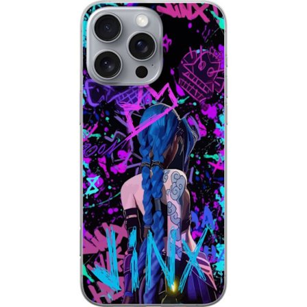 Yhteensopiva Puhelinkuori Apple Apple iPhone 16 Pro Max Värikäs graffitipiirustus, jossa on sinipäinen hahmo urbaanissa katutaidetyylissä