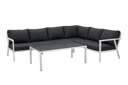 Brafab Rana Loungeset soffa och bord, högersvängd Vit, Utemöbler