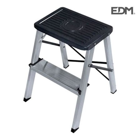 Taburet - Aluminium - 2 trin - Sort - Sammenklappelig - 150 kg max