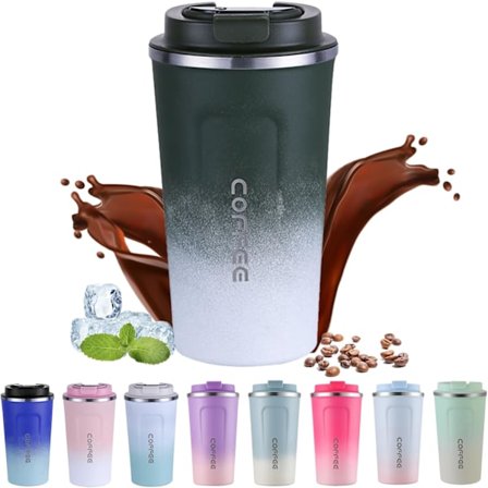 Kaffetermoskopp for Reise, 510ml Rustfritt Stål Gjenbrukbar, 100% Lekkasjesikker, Dobbel Vegg Vakuumisolert for Varm og Kald Kaffe