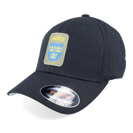 Army Head - Sverige Sweden Army Badge Black Flexfit Flexfit Black Cap - @ Hatstore