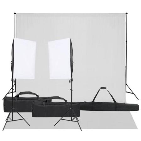 Vidaxl Fotostudio Med Lampor Och Bakgrund Svart
