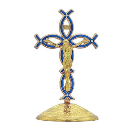 Stående Kors Figurin Skrivbordsdekoration Konst Hantverk Samlarobjekt Korsstaty Jesus Krucifix Staty för Öppen Spis Hylla Kontor