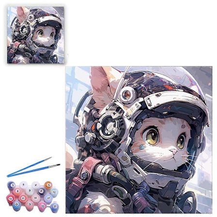 DIY Måla efter nummer-kit, Air Cat Force Astro Cat Enkla måla efter nummer-kit