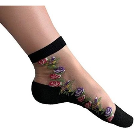 3-pak med gjennomsiktige ankelsokker for kvinner, korte sokker i blonder uten show, casual sokker