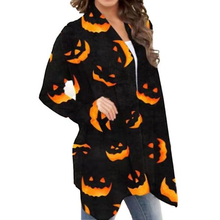 Dam Cardigan Långärmad Söt Casual Halloween Öppen Fram Cardigan Kappa För Kvinnor