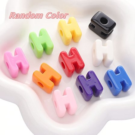 10 Tilfældige Farver Akryl Store Hul Bogstav Perler DIY Håndværkstilbehør til Nøgleringe og Telefoncharms