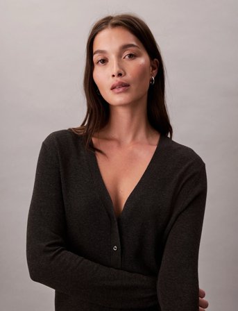 Calvin Klein Fine Gauge Viscose Cardigan - Black - XL