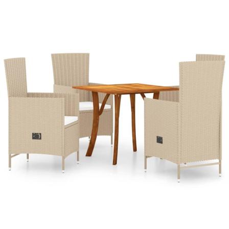 Vidaxl Matgrupp För Trädgården 5 Delar Beige Beige