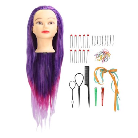 Lila Rosa Gradient Hår Mannekänghuvud för Styling Träning