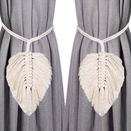 Set med 2 handvävda gardinband, gardinband rep lakan Curt