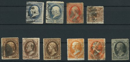 USA - 10 frimærker på 1 indstikskort - Stemplet