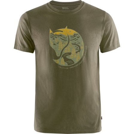 Fjällräven Men's Arctic Fox T-Shirt in Dark Olive, Bio-Baumwolle | Size: 2XL