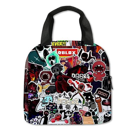 Roblox Doors 3D-print frokostpose, madkasse til børn, drenge og piger, frokostposer med stor kapacitet, isoleret køletaske til picnic og skole DB
