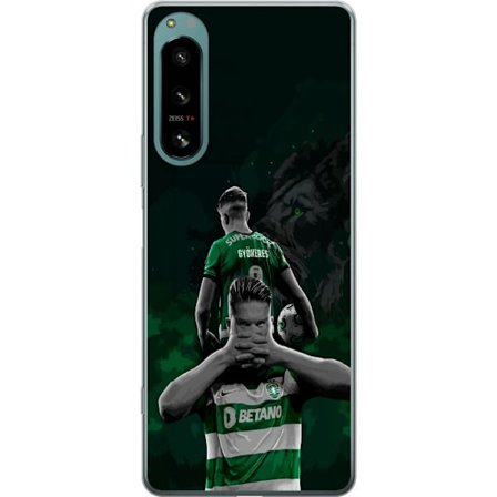 Yhteensopiva Puhelinkuori Sony Xperia 5 IV Neonmotiivi, jossa teksti "Gaming is in my DNA" sinisenä ja punaisena tiiliseinällä, jossa loistava DNA-spi