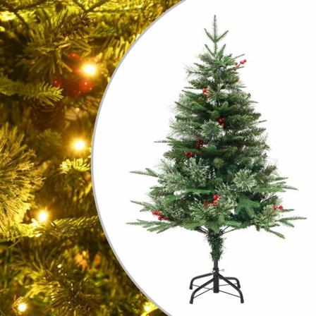 Vidaxl Plastgran Med Ljusslinga Och Kottar Grön 150 Cm Pvc&pe Grön