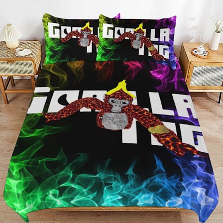 c369 Gorilla Tag Sengesæt Dynebetræk Komfortabelt og Let Tegneserie Sengetøj 3 Dele Sengesæt Twin (1 Dynebetræk og 2 Pudebetræk) hn952