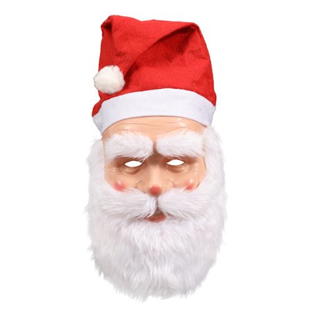 Julgubbe mask Halloween mask huvudbonad Jultomte samma huvudbonad vitt skägg gammal farfar mask