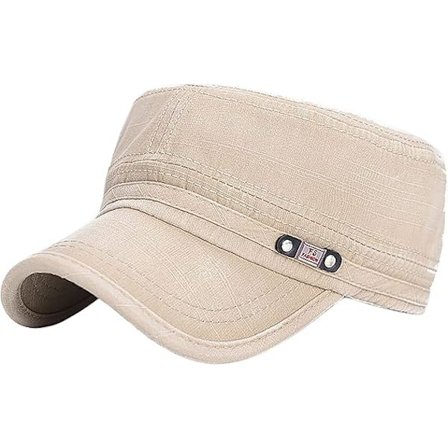 Unisex Cadet Armé Kasket Justerbar Flad Top Kasket Vasket Bomuld Militær Hat Baseballkasket Beige