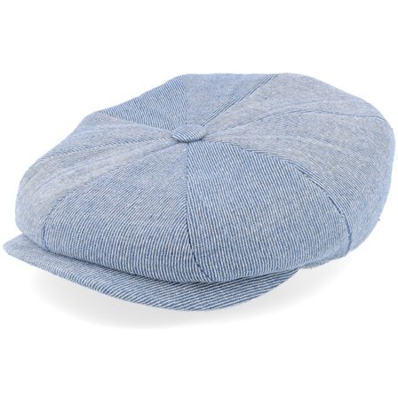 Stetson - Hatteras Linen/Cotton Twill Blue Twill Flat Cap Flatcap Blue Cap - @ Hatstore