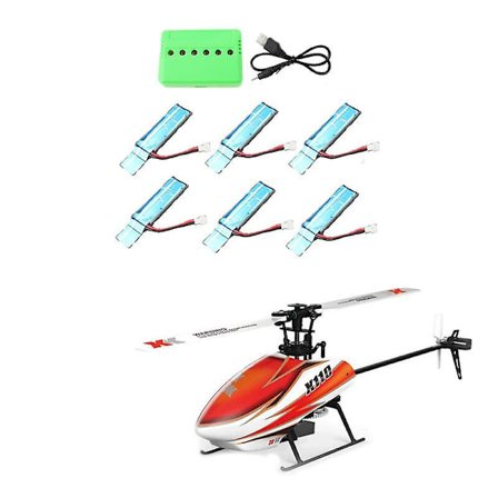 6 stk 3,7v 520mah 30c oppgradert -po batteri med USB-lader for Xk K110 K110s V930 V977 RC helikopter