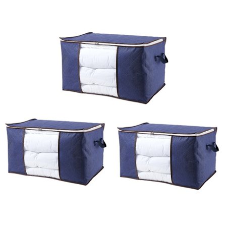 Sett med 3 oppbevaringsposer for klær, stor oppbevaringsboks, oppbevaringsbokser, flyttbar, sammenleggbar oppbevaringsdeksel for tepper, leker