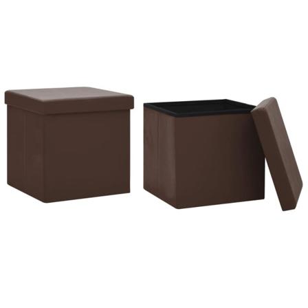 Vidaxl Hopfällbara Förvaringspallar 2 St Brun Pvc Brun